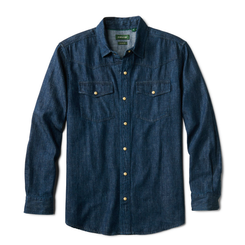 Denim Long-Sleeve Western Shirt - DARK INDIGO