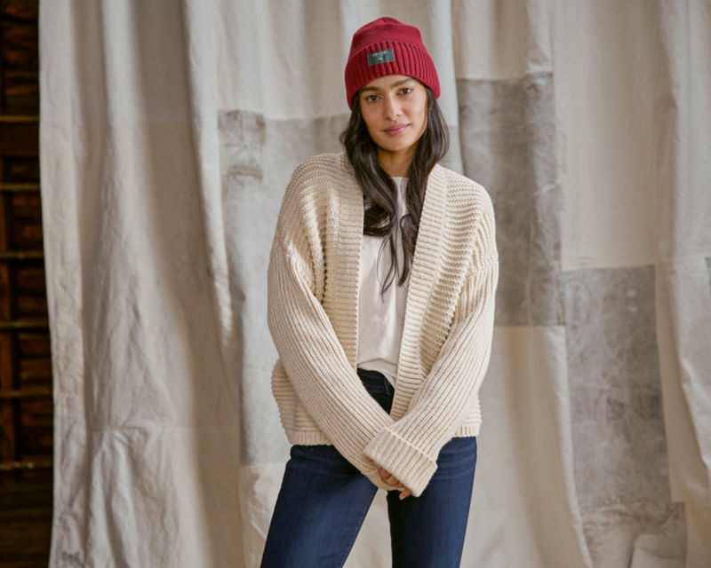 Mixed-Stitch Cardigan - OYSTER HEATHER