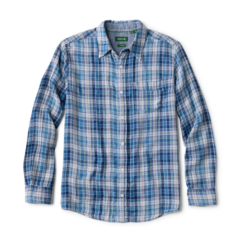 Double-Face Long-Sleeve Shirt - TRUE NAVY/RED CLAY