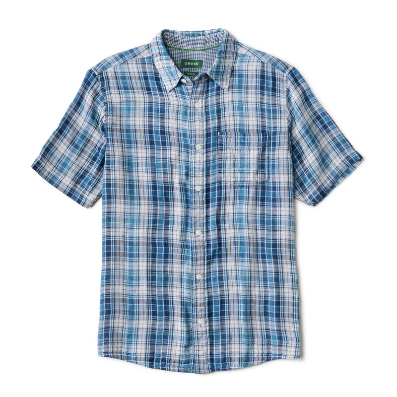 Double-Face Short-Sleeve Shirt - TRUE NAVY/RED CLAY