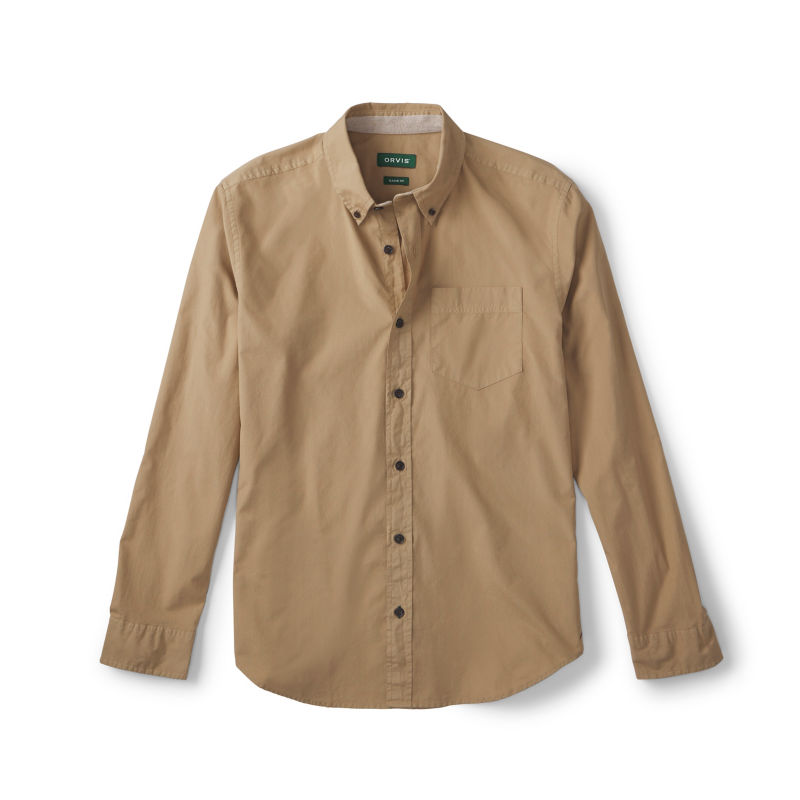 Garment-Dyed Poplin Long-Sleeve Shirt - KHAKI image number 0