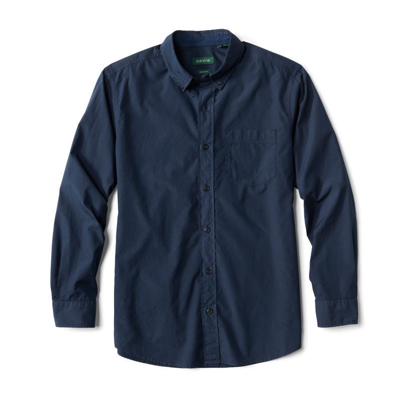 Garment-Dyed Poplin Long-Sleeve Shirt - TRUE NAVY image number 2