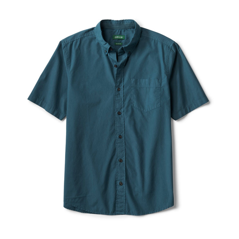 Garment-Dyed Poplin Short-Sleeve Shirt - BLUE LAGOON