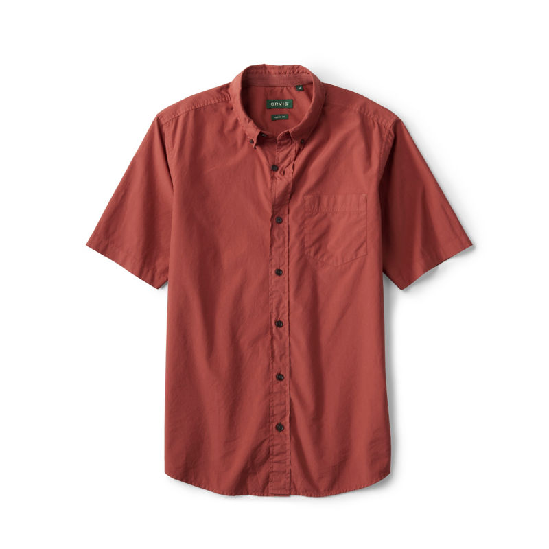 Garment-Dyed Poplin Short-Sleeve Shirt - RED CLAY