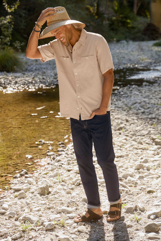 Hemp/TENCEL&trade; Short-Sleeve Shirt - SHIITAKE