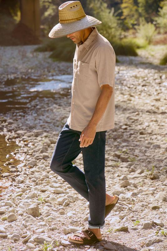 Hemp/TENCEL&trade; Short-Sleeve Shirt - SHIITAKE image number 3