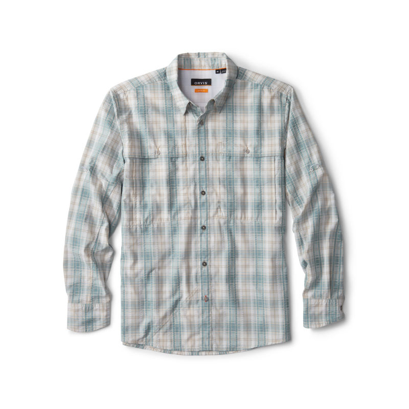 Men's Open Air Caster Plaid Long-Sleeve Shirt - MINERAL BLUE/WHITE image number 0