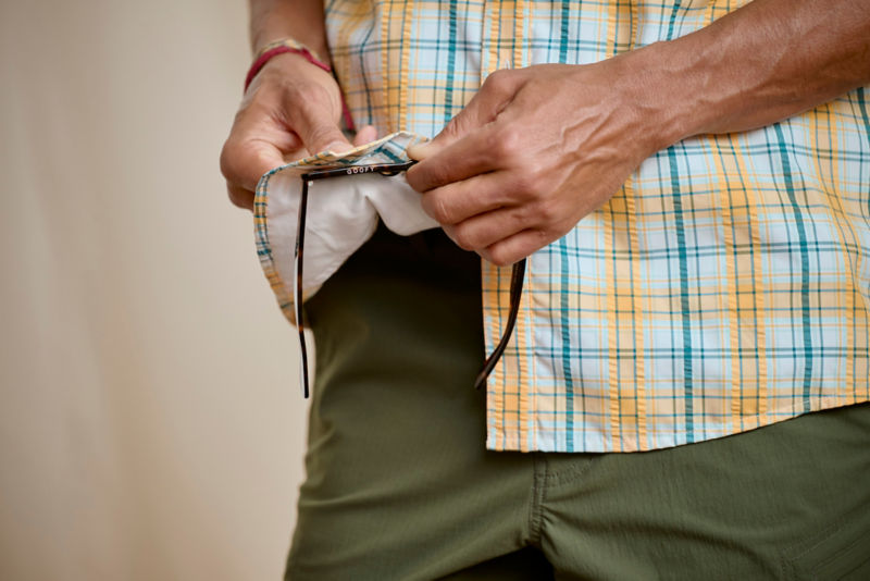 Men's Open Air Caster Plaid Long-Sleeve Shirt - TANGERINE/PEACOCK image number 2