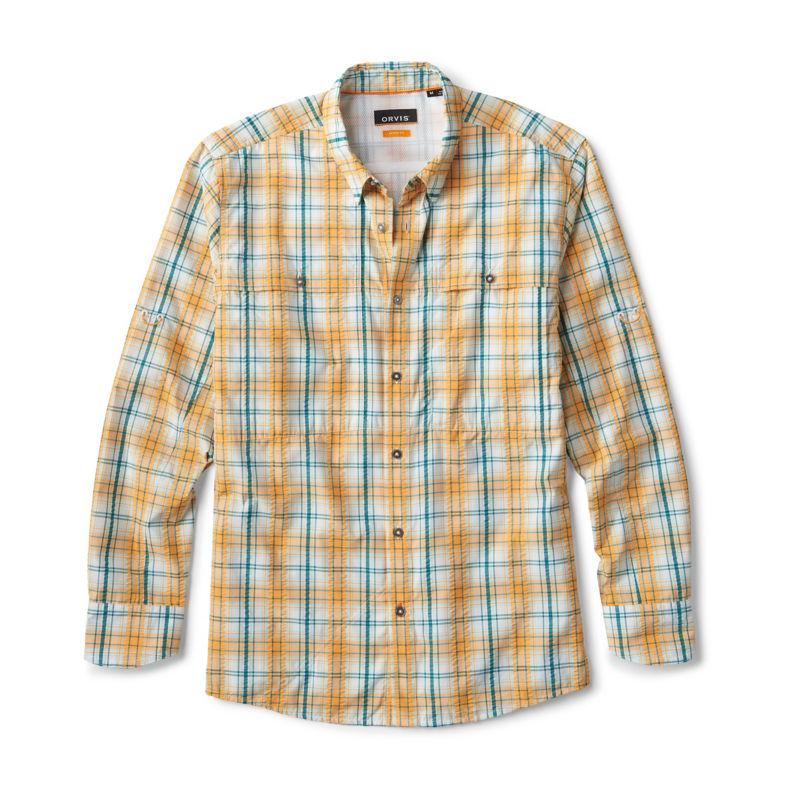 Men's Open Air Caster Plaid Long-Sleeve Shirt - TANGERINE/PEACOCK image number 6
