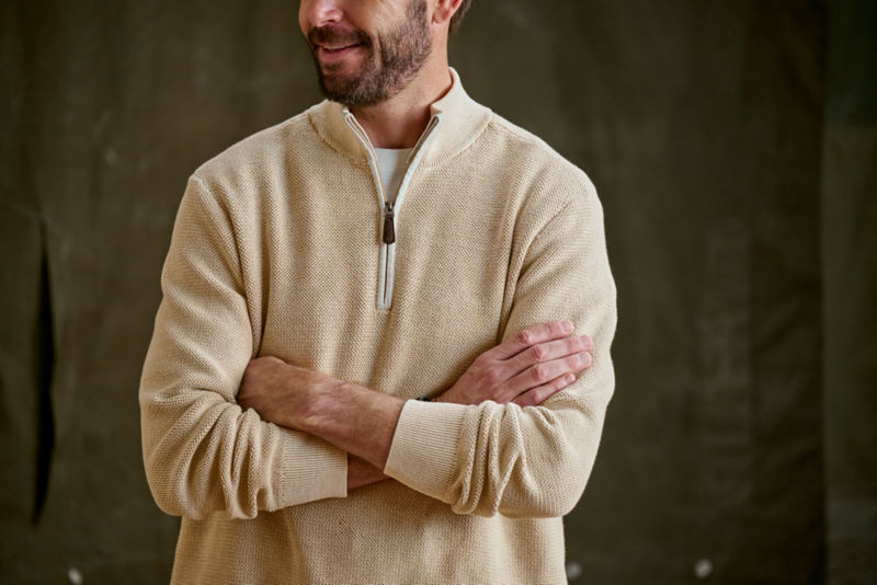 Sun-Faded 1/4-Zip Sweater - SHIITAKE image number 1