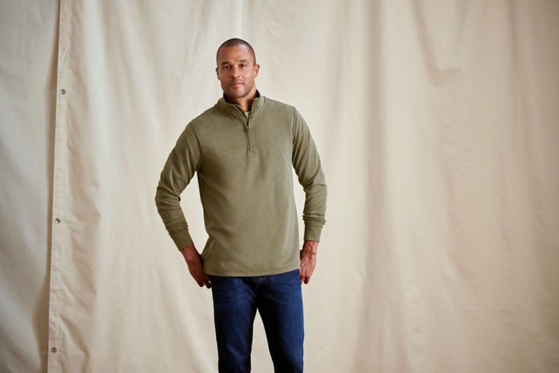 Three Forks 1/4-Zip Sweatshirt - TARRAGON