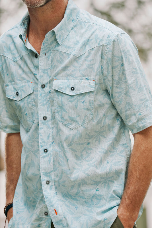 Men&rsquo;s River Guide Printed Short-Sleeve Western Shirt 2.0 - SNOW/PACIFIC image number 1