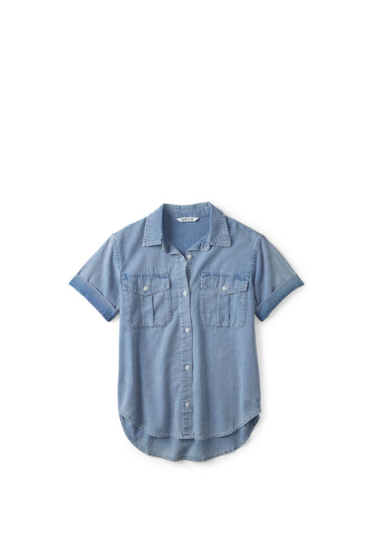 Denim Short-Sleeve Camp Shirt - FADED INDIGO