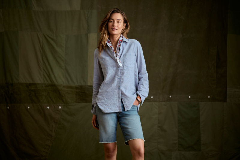 Performance Linen Tunic - DUSTY BLUE CHAMBRAY