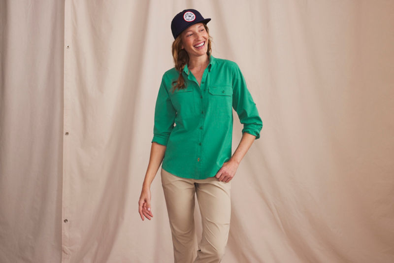 Women&rsquo;s Open Air Caster Long-Sleeve Shirt - BOTTLE GREEN image number 3