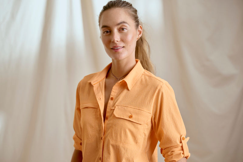 Women's Open Air Caster Long-Sleeve Shirt - BLUE MIST/SNOW image number 2