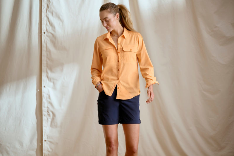 Women's Open Air Caster Long-Sleeve Shirt - TANGERINE/WHITE