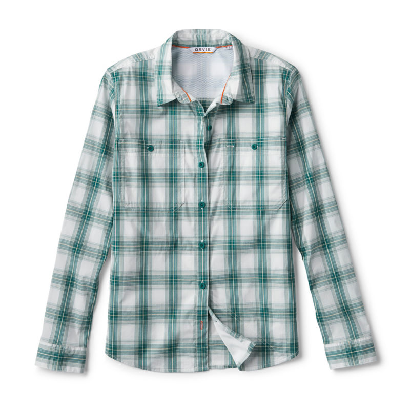 Women's River Guide Long-Sleeve Shirt - CYAN/CITRUS PLAID image number 0