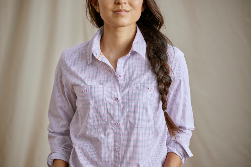 Women's River Guide Long-Sleeve Shirt - BLUE MIST GINGHAM image number 2