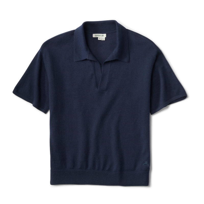 Featherweight Cashmere Polo Tee - TRUE NAVY image number 4