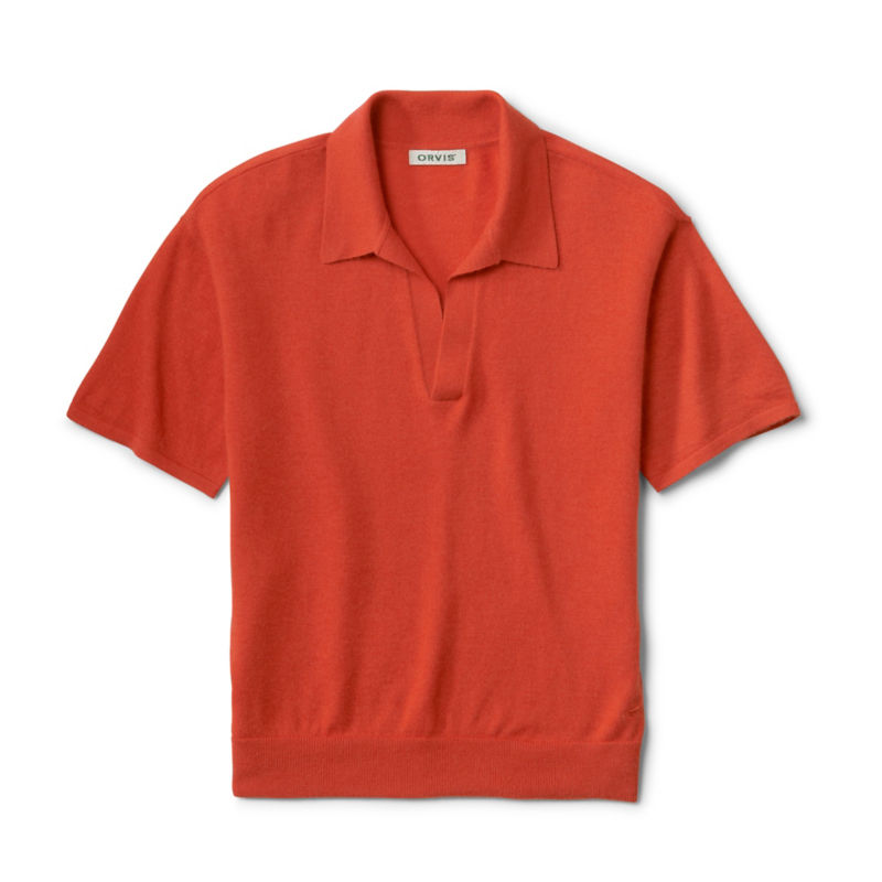 Featherweight Cashmere Polo Tee - PAPAYA