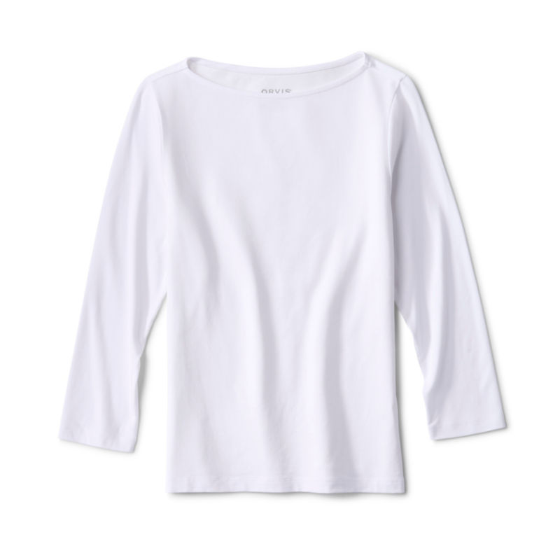 Perfect 3/4-Sleeve Boatneck Tee - WHITE image number 0