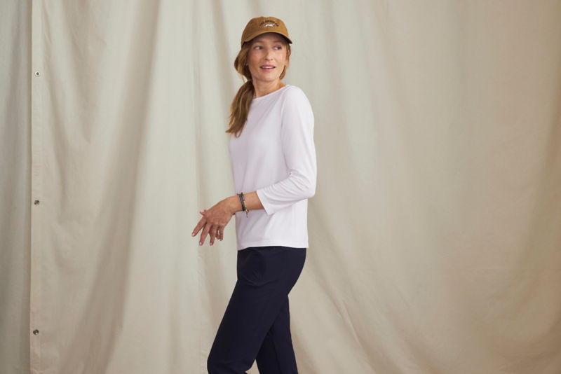 Perfect 3/4-Sleeve Boatneck Tee - WHITE image number 1