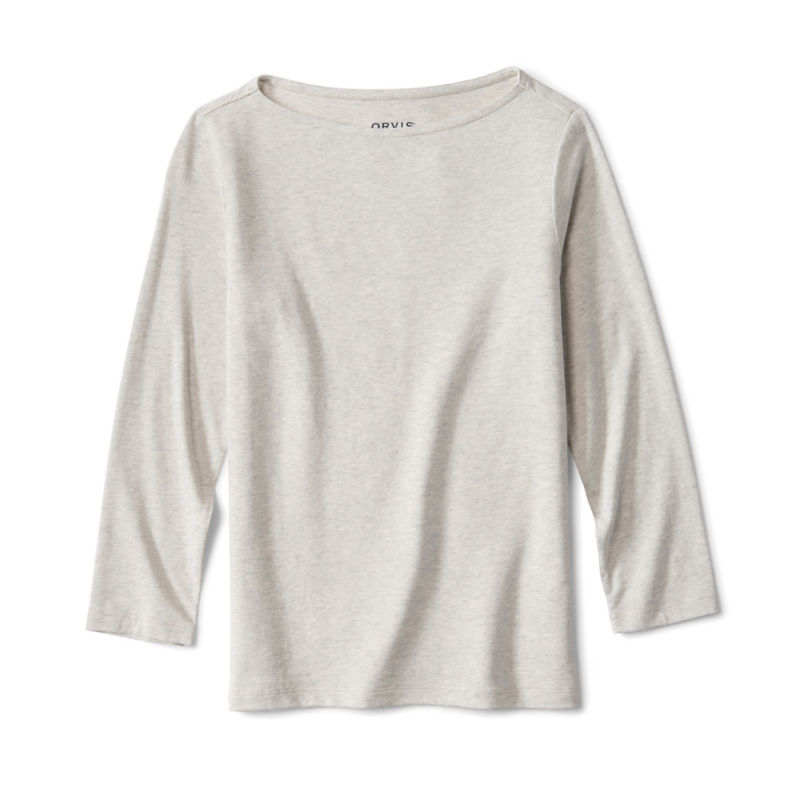 Perfect 3/4-Sleeve Boatneck Tee - LIGHT GRAY HEATHER image number 0