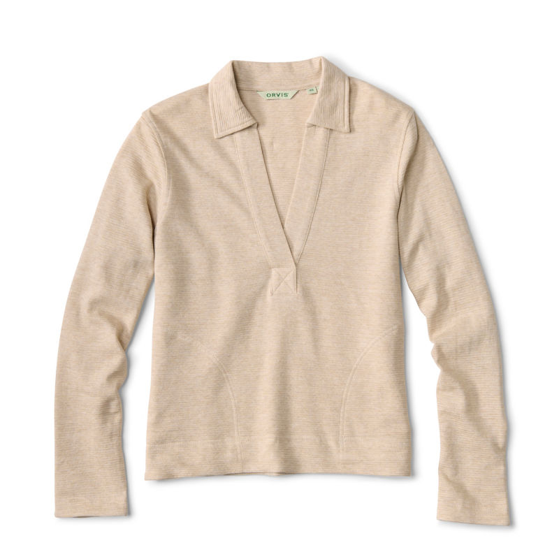 Lightweight Polo Sweatshirt - BARLEY HEATHER image number 4