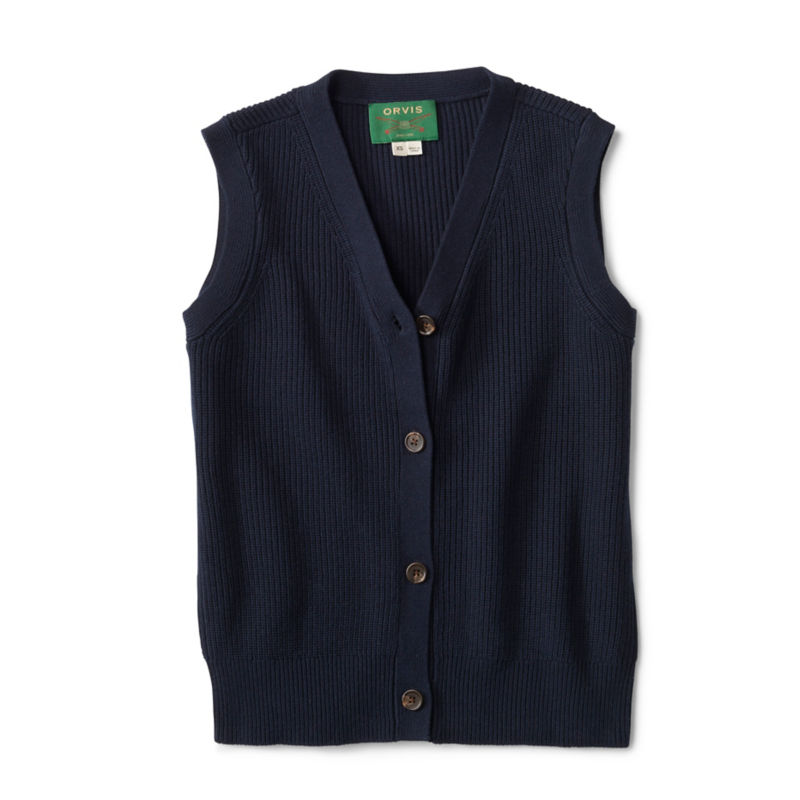 Ribbed Sweater Vest - TRUE NAVY image number 4