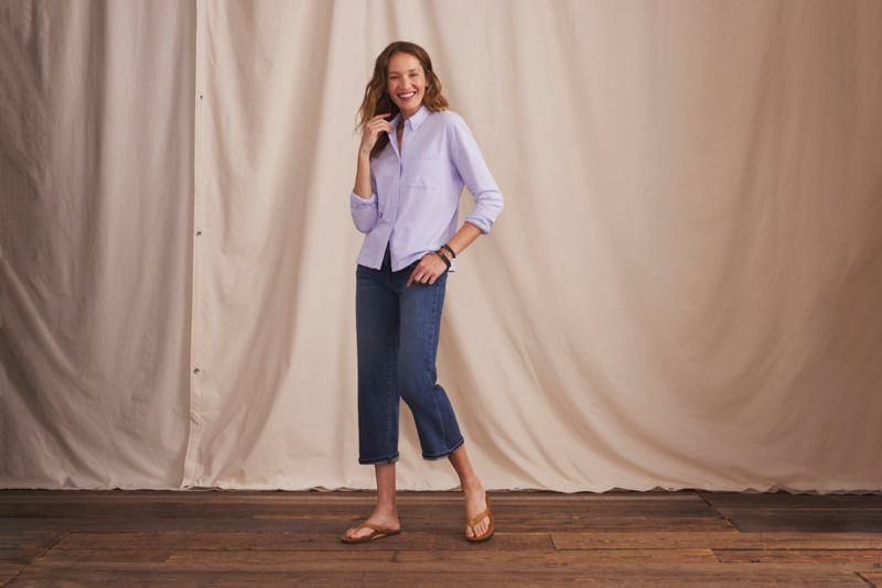 Women&rsquo;s Bromley Knit Button-Down Long-Sleeve Shirt - WISTERIA