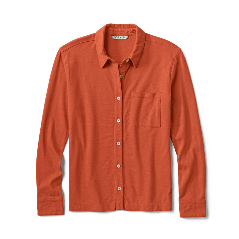 Women's Bromley Knit Button-Down Long-Sleeve Shirt - RED CLAY image number 0