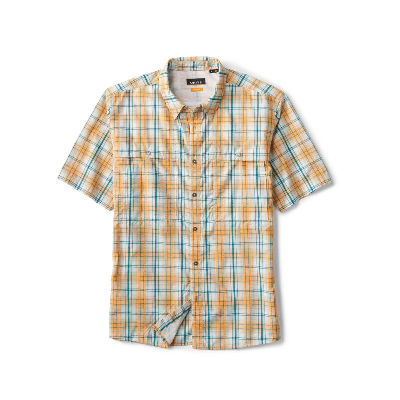 Men's Open Air Caster Plaid Short-Sleeve Shirt - TANGERINE/PEACOCK image number 2