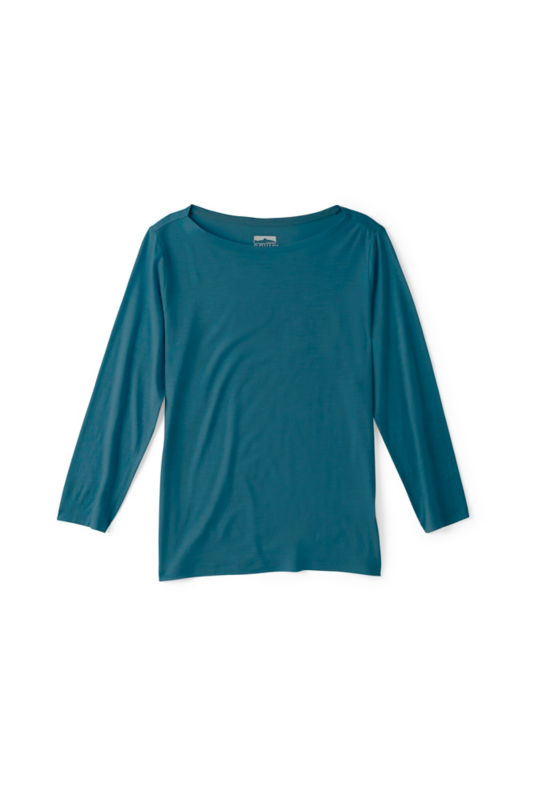 Outbound Merino 3/4-Sleeve Boatneck Tee - BLUE LAGOON