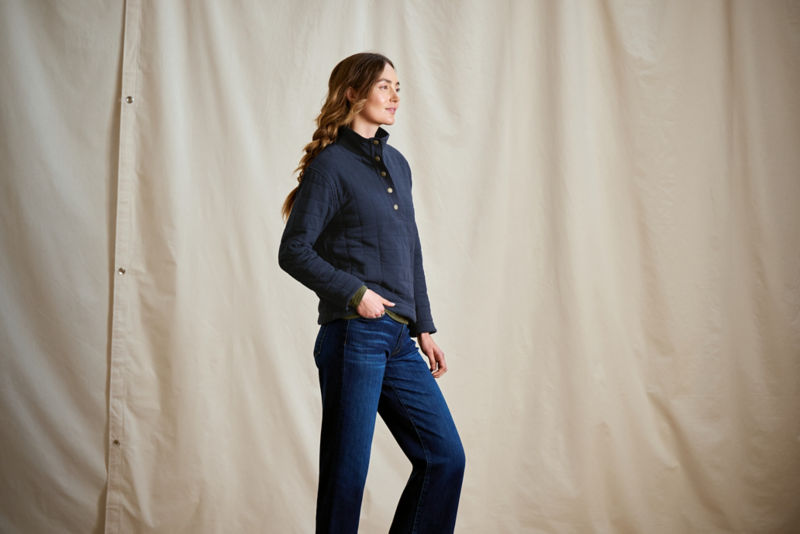 Women&rsquo;s Battenkill Quilted 1/2-Snap Sweatshirt - DARK NAVY/DARK NAVY image number 3