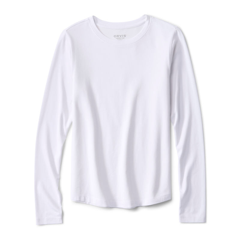 Perfect Relaxed Long-Sleeve Crew - WHITE image number 0