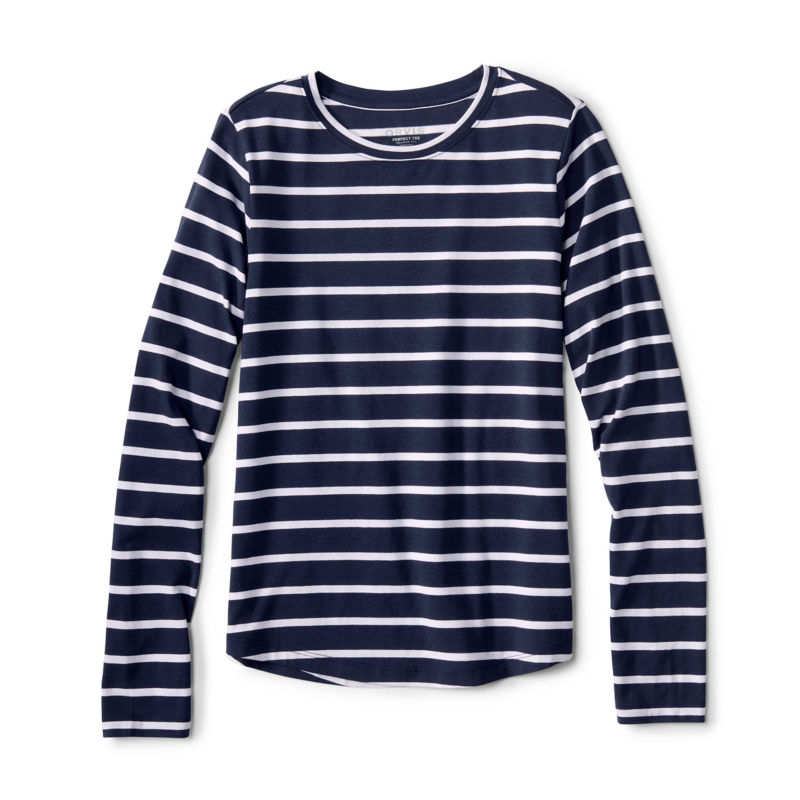 Perfect Relaxed Long-Sleeve Crew - NAVY/WHITE STRIPE image number 0