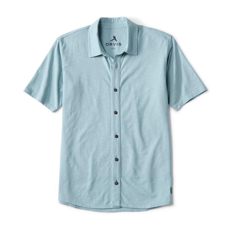 Men&rsquo;s Bromley Knit Button-Down Short-Sleeve Shirt - MINERAL BLUE