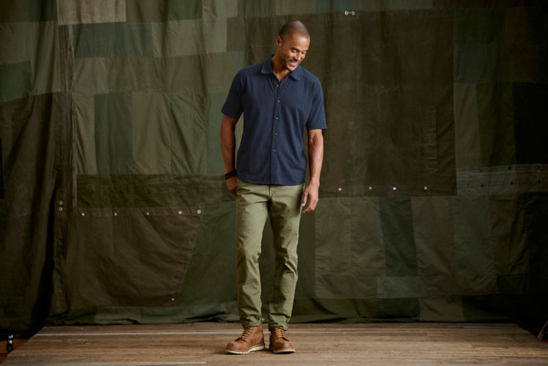 Men&rsquo;s Bromley Knit Button-Down Short-Sleeve Shirt - TRUE NAVY