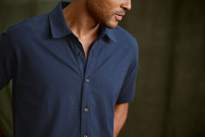 Men&rsquo;s Bromley Knit Button-Down Short-Sleeve Shirt - TRUE NAVY image number 1