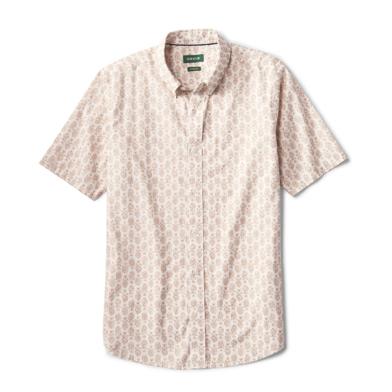 Men&rsquo;s Heritage Poplin Printed Short-Sleeve Shirt - SNOW/SHITAKE FISH
