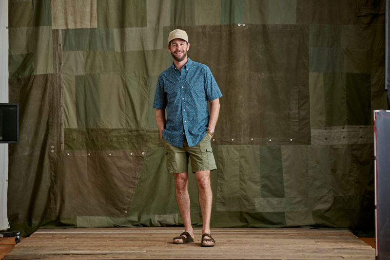 Men&rsquo;s Heritage Poplin Printed Short-Sleeve Shirt - BLUE LAGOON FISH