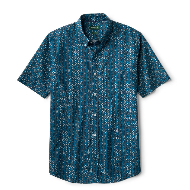 Men&rsquo;s Heritage Poplin Printed Short-Sleeve Shirt - BLUE LAGOON FISH image number 4