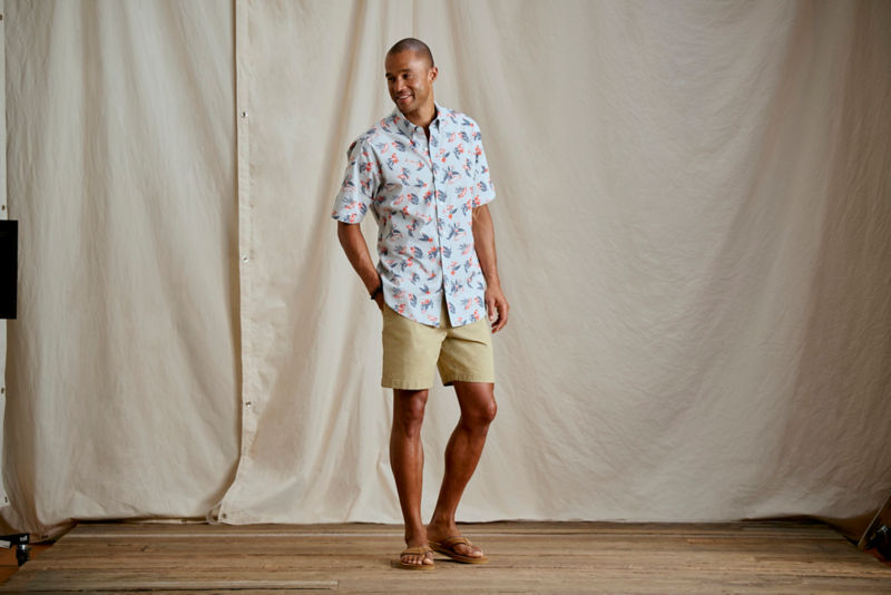 Men&rsquo;s Heritage Poplin Printed Short-Sleeve Shirt - BLUE MIST TARPON