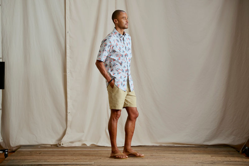 Men&rsquo;s Heritage Poplin Printed Short-Sleeve Shirt - BLUE MIST TARPON image number 2