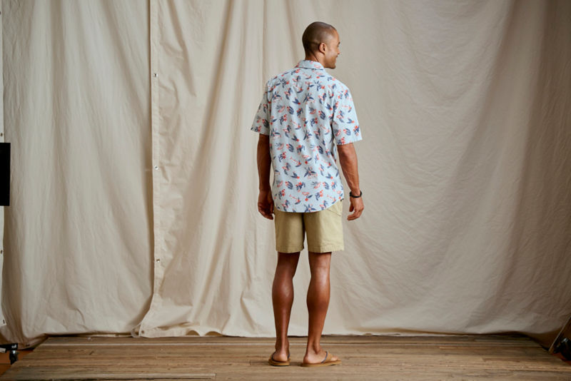 Men&rsquo;s Heritage Poplin Printed Short-Sleeve Shirt - BLUE MIST TARPON image number 3