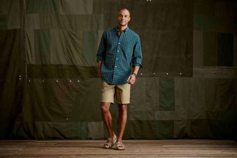 Men's Heritage Poplin Long-Sleeve Shirt - TRUE NAVY/AQUA