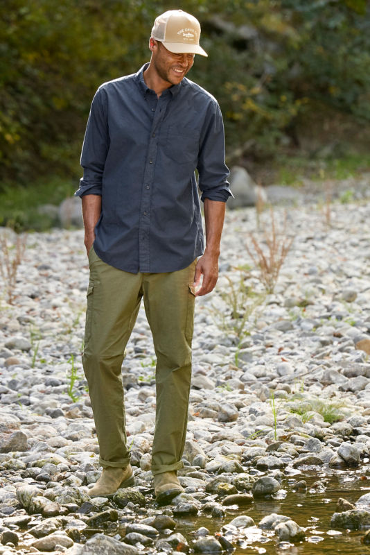 Garment-Dyed Poplin Long-Sleeve Shirt - TRUE NAVY image number 1