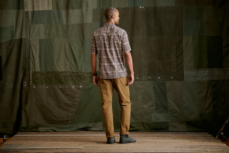 Hemp/TENCEL&trade; Short-Sleeve Shirt - SHIITAKE BLOCK image number 3