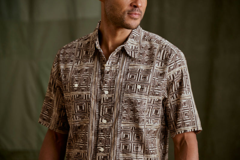 Hemp/TENCEL&trade; Short-Sleeve Shirt - SHIITAKE BLOCK image number 1